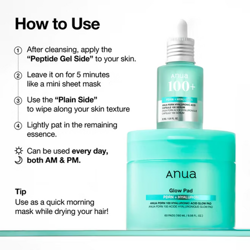 Anua - PDRN 100 Hyaluronic Acid Glow Pad - Beauty Station by Rafia