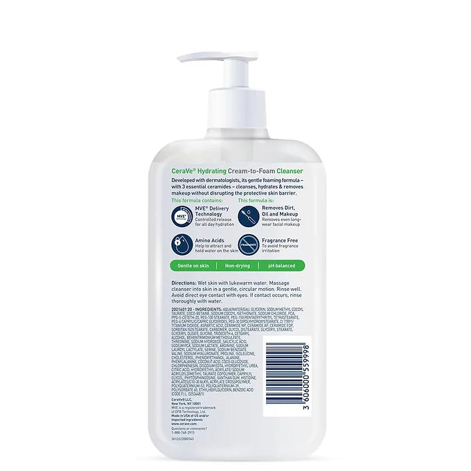 CeraVe - Hydrating Cream-to-Foam Cleanser - Beauty Station by Rafia