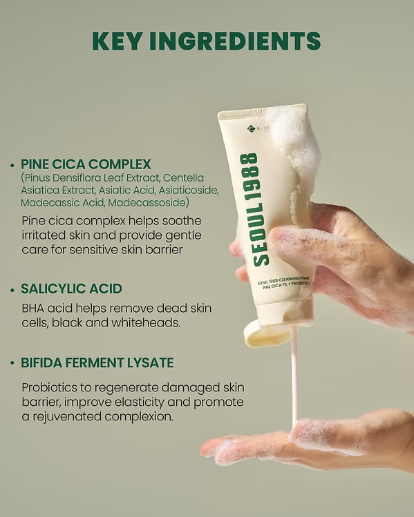 K-Secret - Seoul 1988 Cleansing Foam : Pine Cica 1% + Probiotics - Beauty Station by Rafia