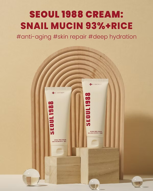 K-Secret - Seoul 1988 Cream : Snail Mucin 93% + Rice - Beauty Station by Rafia