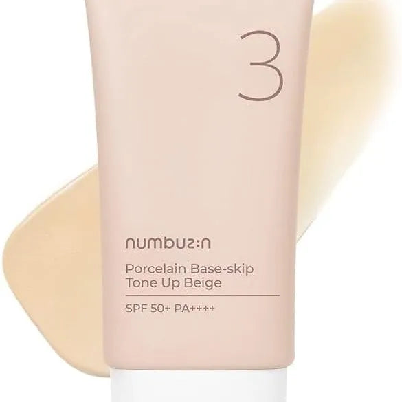 Numbuzin - No.3 Porcelain Base-skip Tone Up Beige - Beauty Station by Rafia